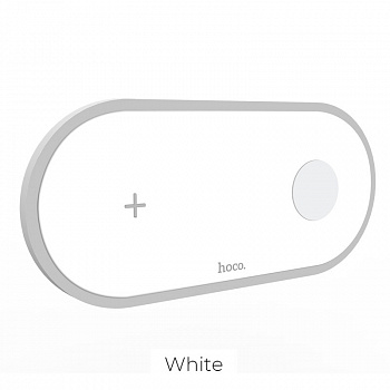 Беспроводное зарядное устройство HOCO CW20 Wisdom 2-in-1, 2A, 10W, белый, 2W for iwatch